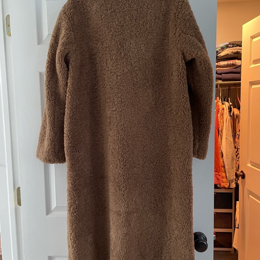 Aritzia Babaton Women's Faux Shearling Double-Breasted Coat - Brown - Picture 3 of 6